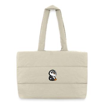 Lustiger Pinguin Cartoon skeptisch beleidigt - Puffer-Einkaufstasche - Naturweiß - Vorne