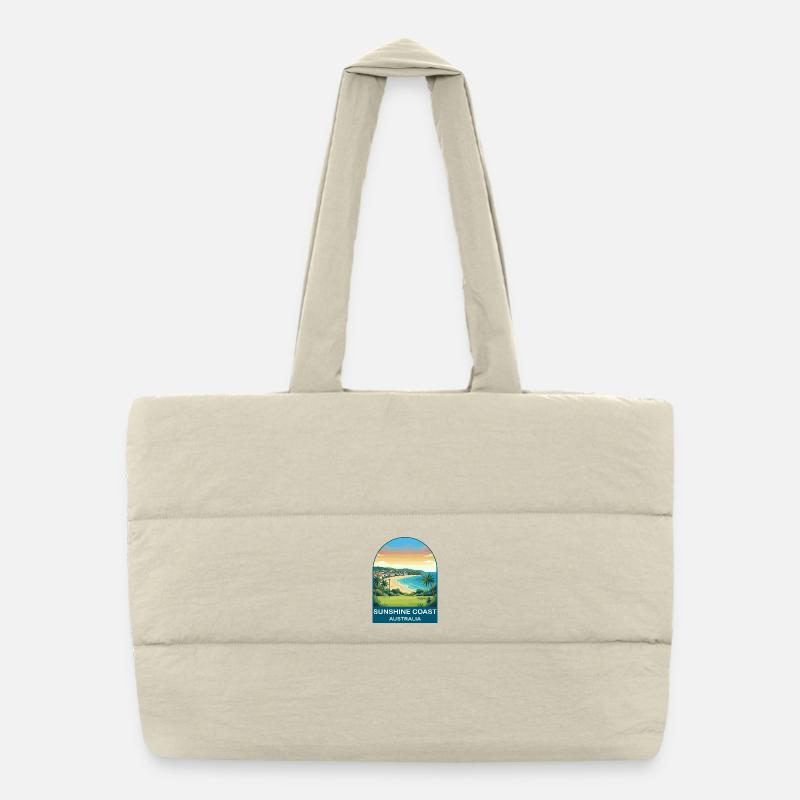 Sunshine Coast Australia Beach Travel Poster Puffer Shopping Bag
