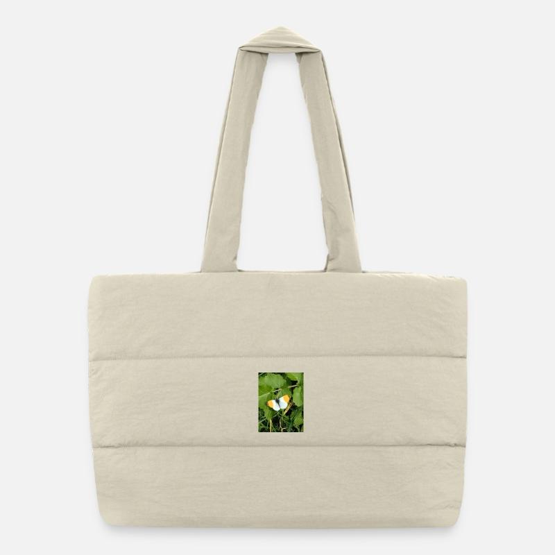 Papillon blanc orange bordures noires Sac shopping matelassé