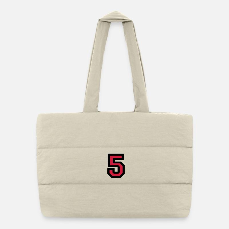 Number five - the number 5 - Puffer Shopping Bag - natural