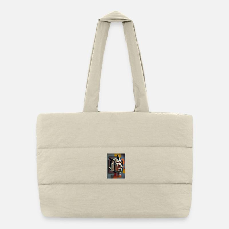 Cubic Portrait: Fragmented Face Puffer Shopping Bag