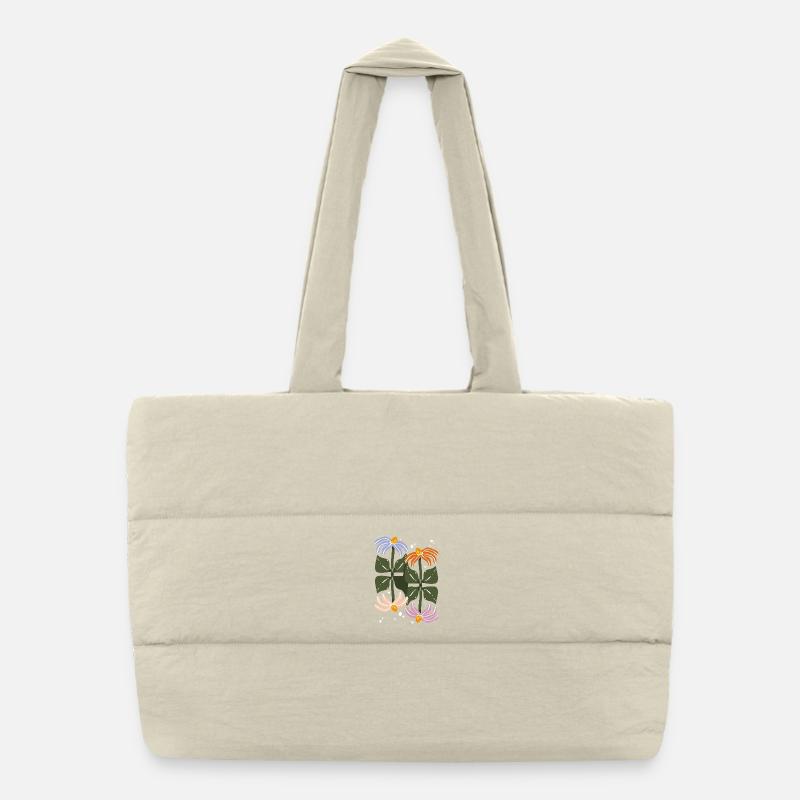Vierblüten-Illustration Puffer-Einkaufstasche