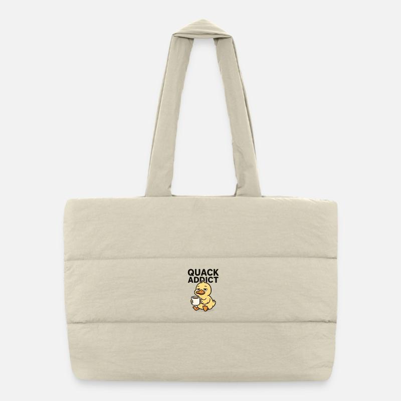 Chill Quack Coffee Club Design - Puffer-Einkaufstasche - Naturweiß