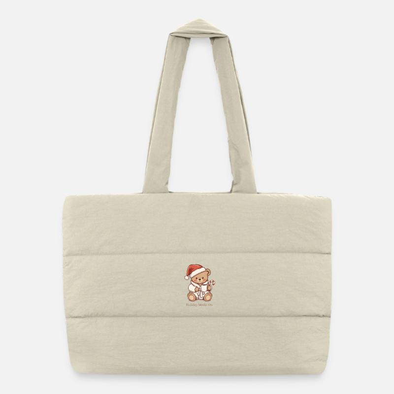 Cozy Teddy Xmas – Mode vacances : Activé - Sac shopping matelassé - blanc naturel