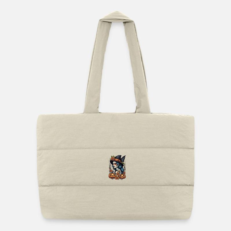 Día Muertos Witch Puffer Shopping Bag