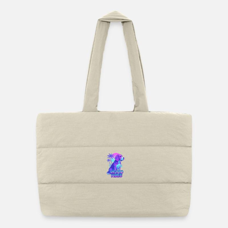 Retro Beagle Dog Vibes Puffer Shopping Bag