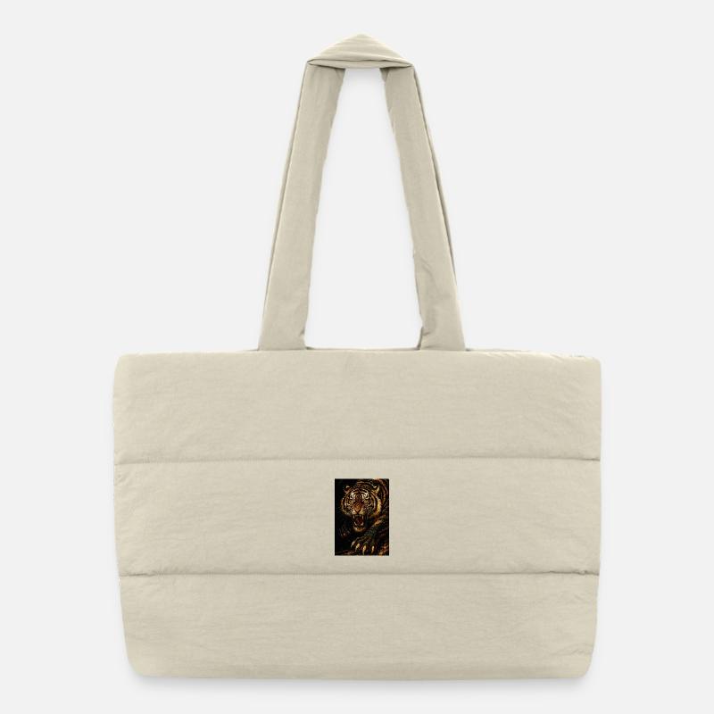 Rage du tigre sur un sol sombre Sac shopping matelassé
