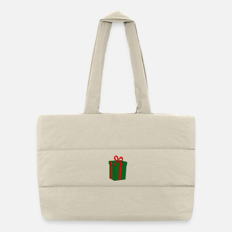 Cadeau vert avec ruban rouge Sac shopping matelassé