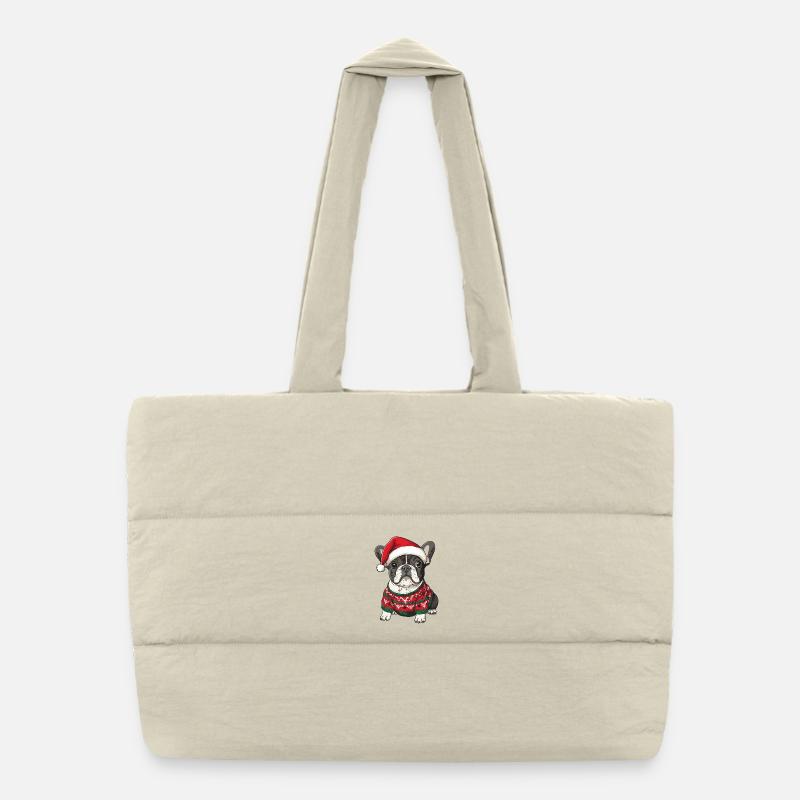 Buldog Français Chien Noël Sac shopping matelassé
