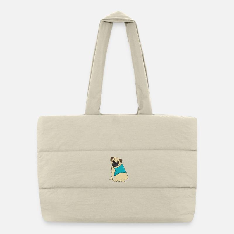 Süßes Mopshund-Tattoo Ich liebe Mama Muttertagsgeschenk Puffer-Einkaufstasche