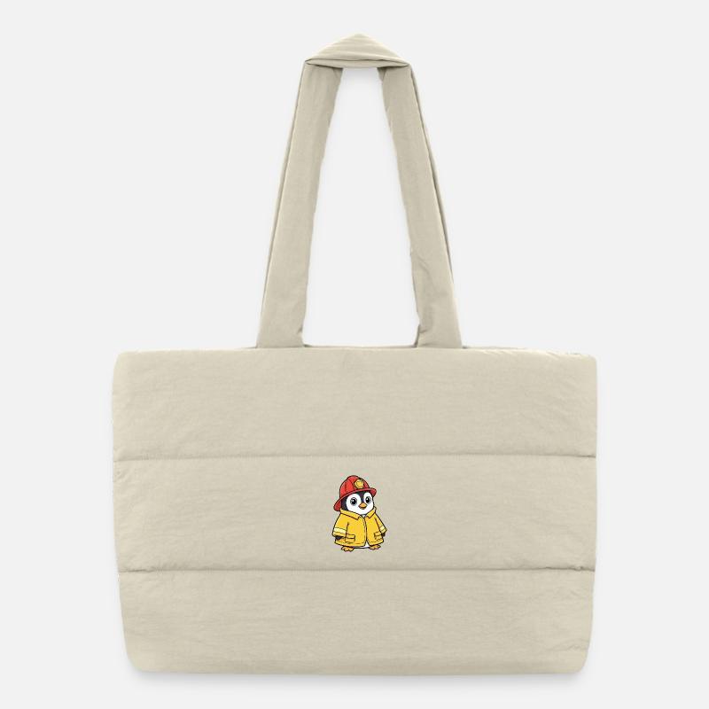 Dessin animé Pompier Aidant Pingouin Mignon Sac shopping matelassé