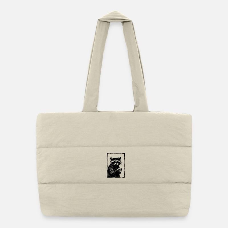 Barista Raccoon - Puffer-Einkaufstasche - Naturweiß