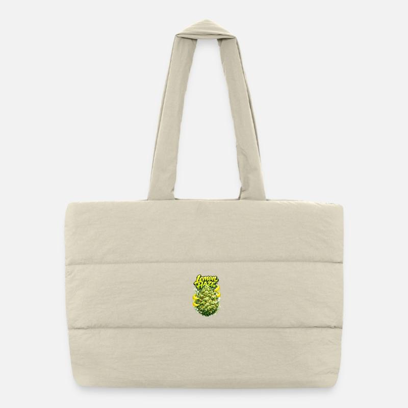 Lemon Haze Citrus Graffiti Print Puffer Shopping Bag