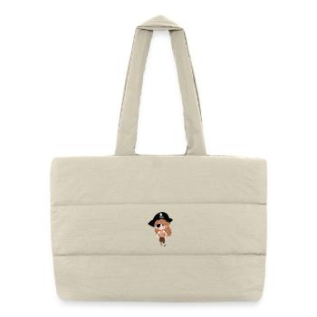 Pirate Girl Cartoon Eye Patch - Puffer Shopping Bag - natural - Front