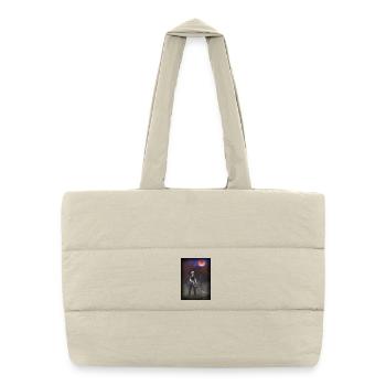 Forest worker, forester, chainsaw, full moon - Puffer Shopping Bag - natural - Front