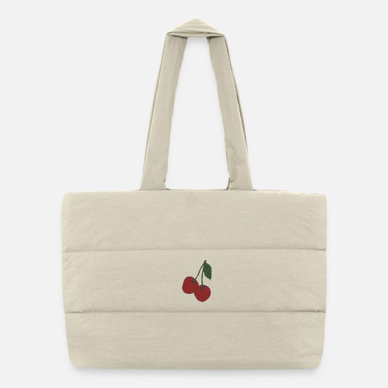Cherries fabric Puffer Shopping Bag