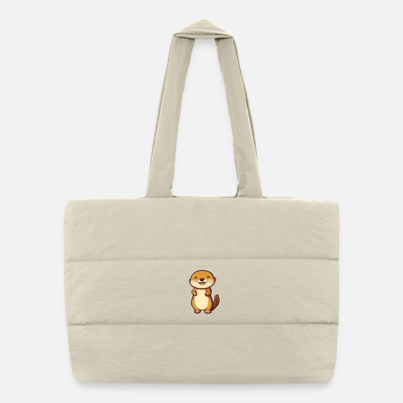 Loutre mignonne et heureuse dans le style dessin animé - Adorable Sac shopping matelassé
