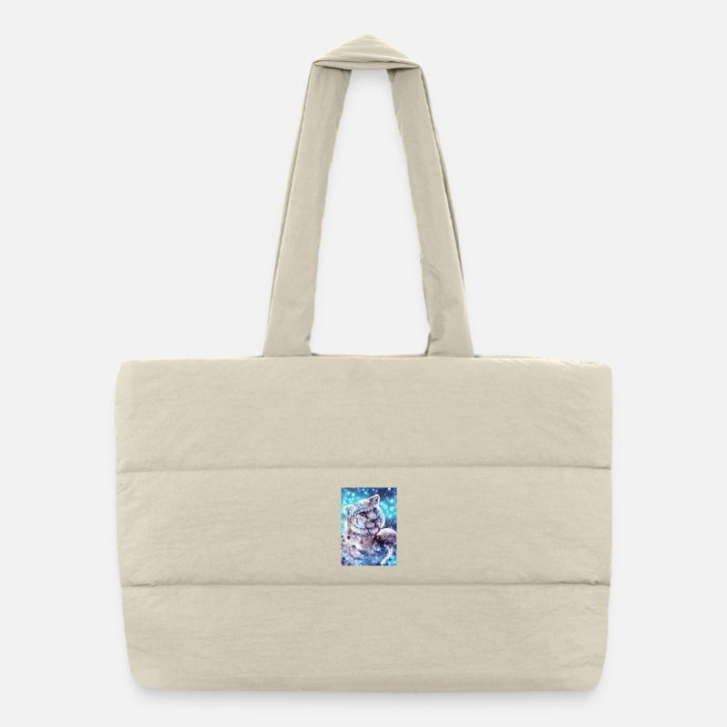 Snow Leopard Poster Puffer Shopping Bag
