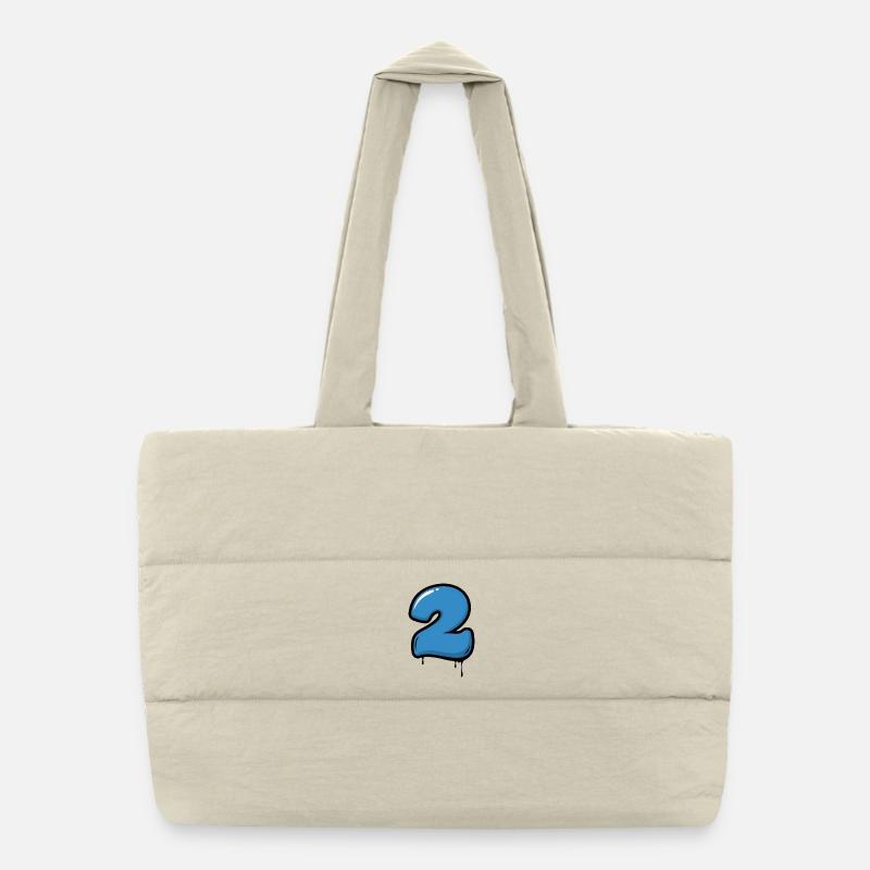 Graffiti Blue Number 2 Drops - Puffer Shopping Bag - natural