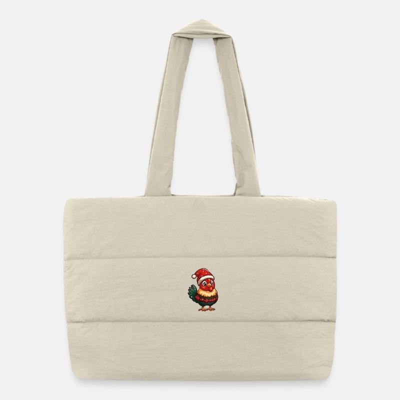 Rooster Christmas Puffer Shopping Bag