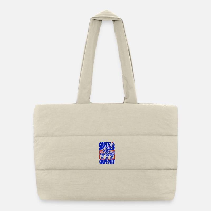 Sortez les coupe vent rétro bleu blanc rouge Sac shopping matelassé
