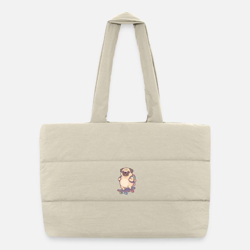 Pug Skateboard Rucksack Puffer-Einkaufstasche