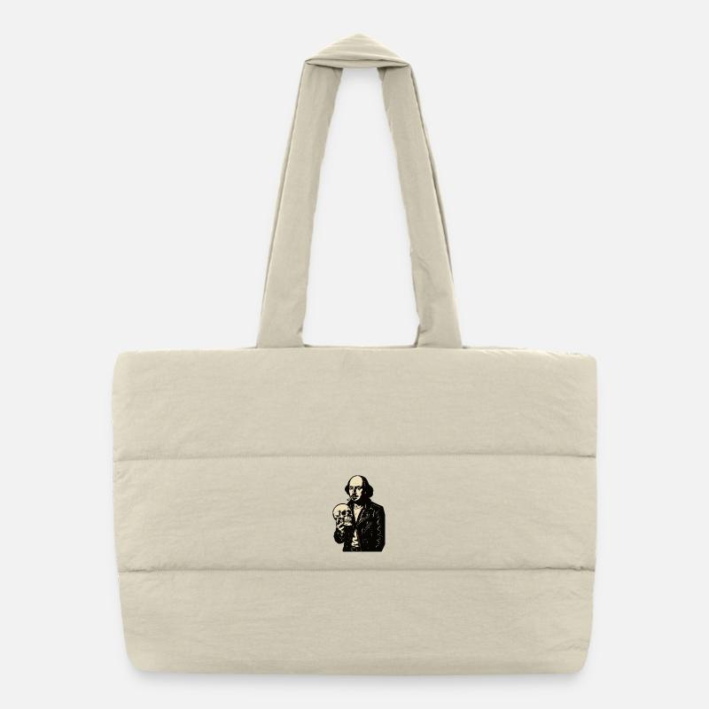 William Shakespeare mit Schädelporträt Puffer-Einkaufstasche