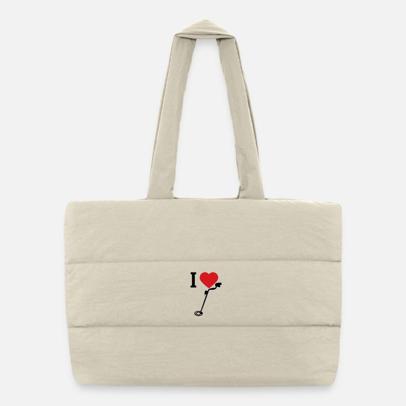 I_Love_metaldetecting - Sac shopping matelassé - blanc naturel