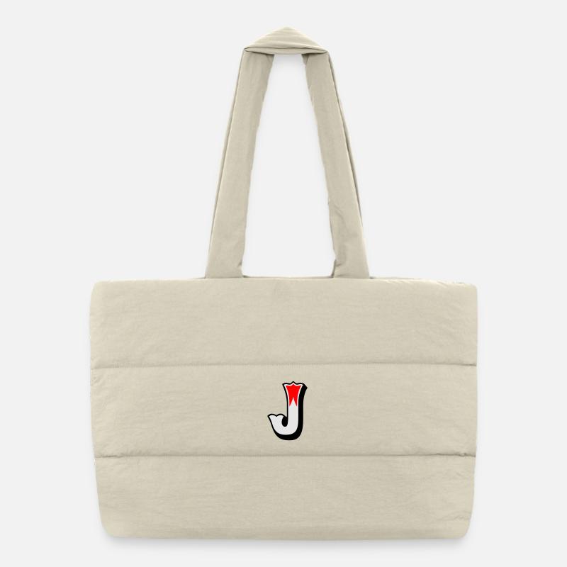 Buchstabe - J Puffer-Einkaufstasche