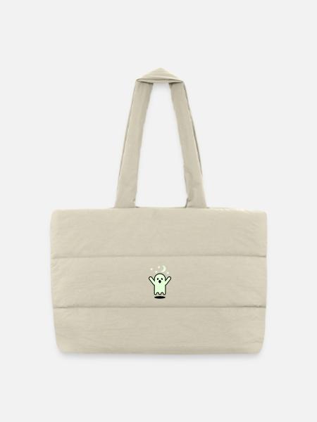 Glow in the dark ghost - Puffer Shopping Bag - natural