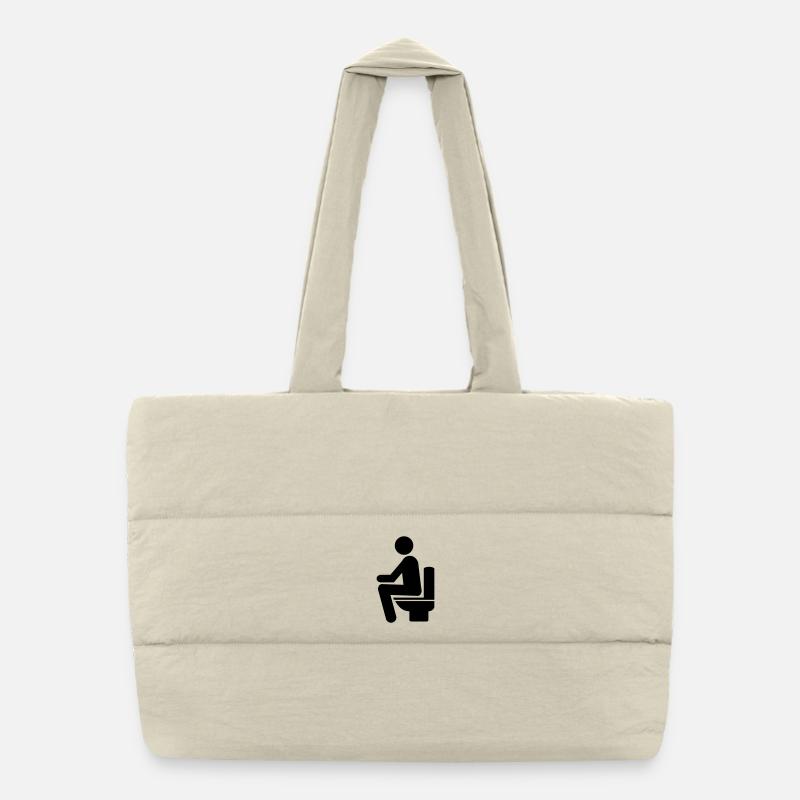 MAN ON TOILET Puffer Shopping Bag