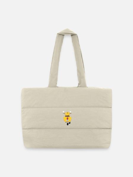 sonnengelber Roller mit aufregendem Kennzeichen - Gesteppte Shopping Bag - Naturweiß