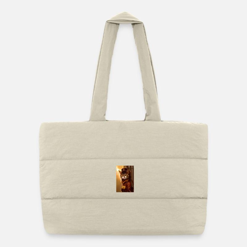 Katze Steampunk Style Puffer-Einkaufstasche