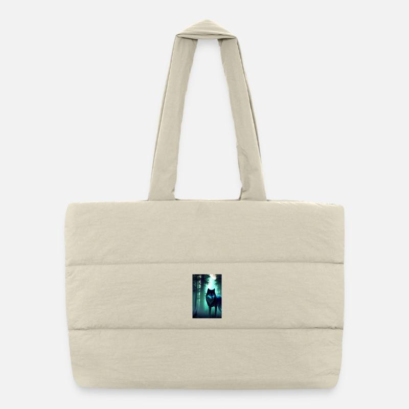 Wolf im Wald Puffer-Einkaufstasche