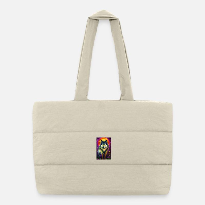 Wolf and Moon Puffer Shopping Bag