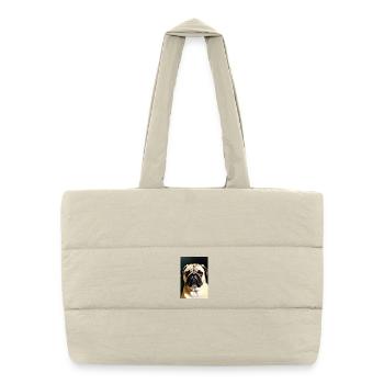 Chien carlin - Sac shopping matelassé - blanc naturel - Devant