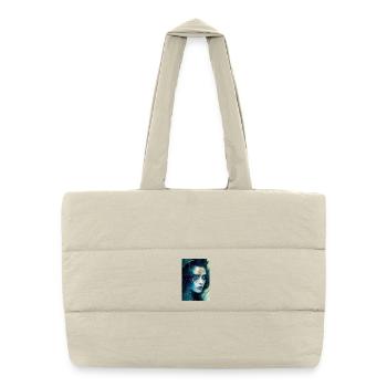 Abstrakte Gesichts Kunst - Gesteppte Shopping Bag - Naturweiß - Vorne