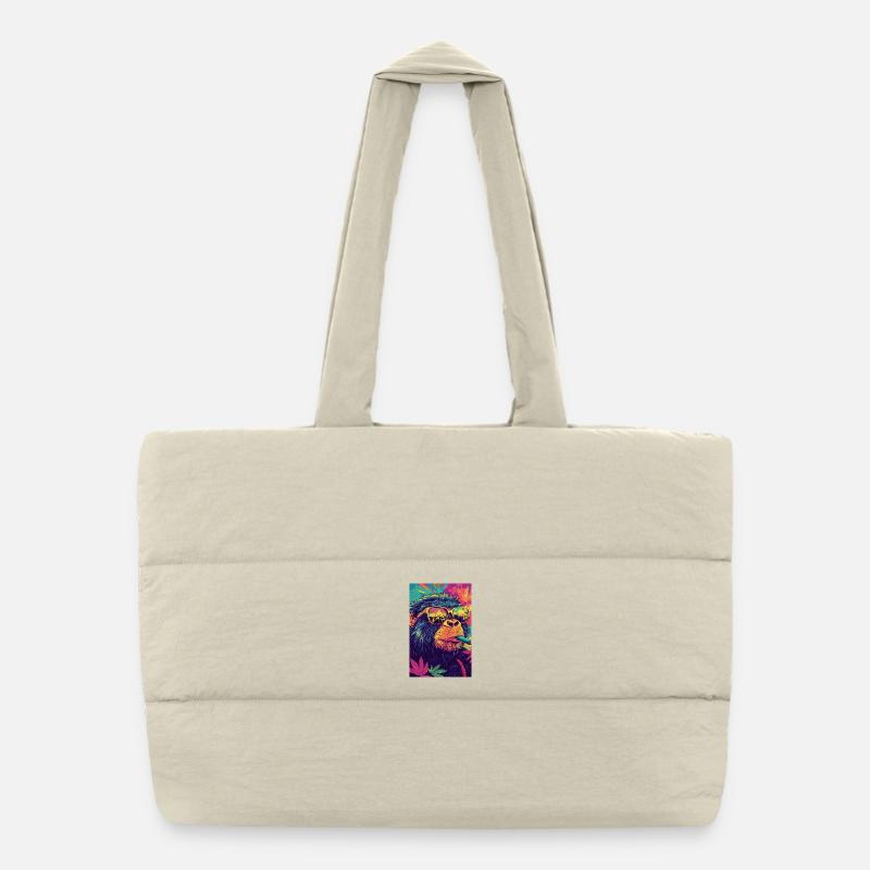 Psychedelischer Affe mit Sonnenbrille Puffer-Einkaufstasche