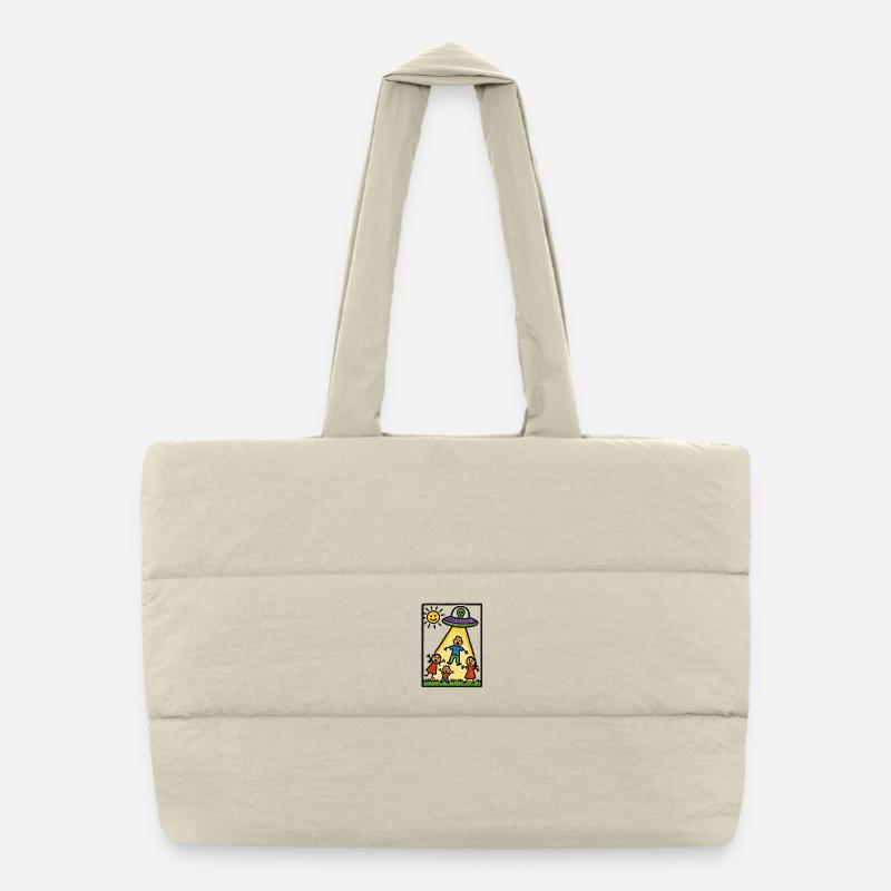 UFO takes dad with him! Puffer Shopping Bag