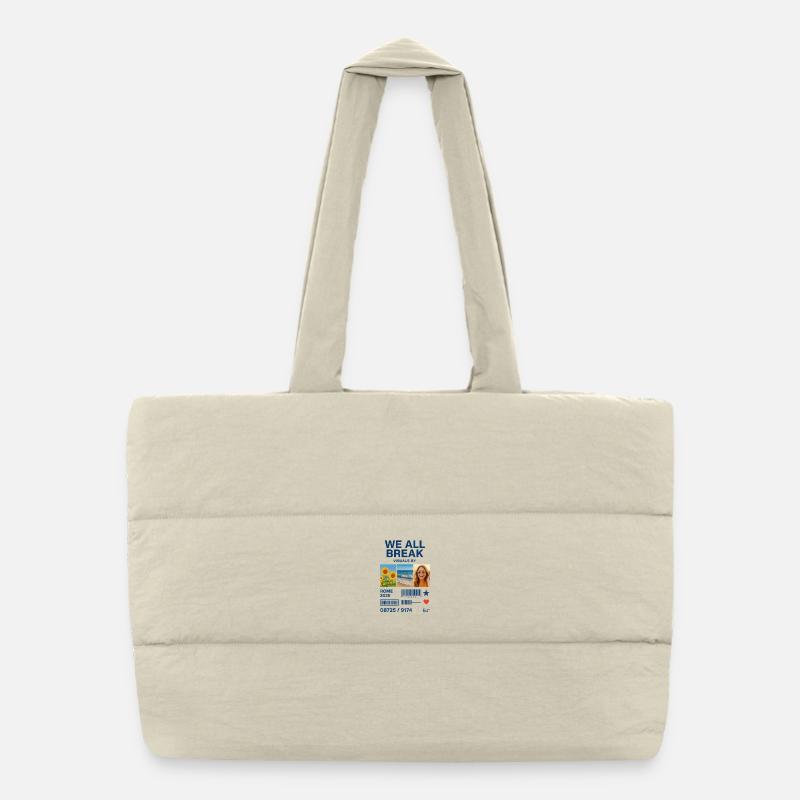 Collage bleu d’été et sourires Sac shopping matelassé
