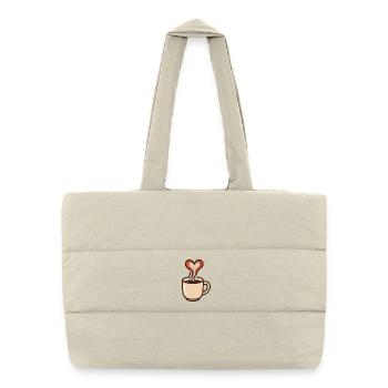 Un café réconfortant - Sac shopping matelassé - blanc naturel - Devant