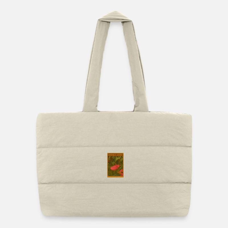 Botanical Garden Insect Illustration - Puffer Shopping Bag - natural