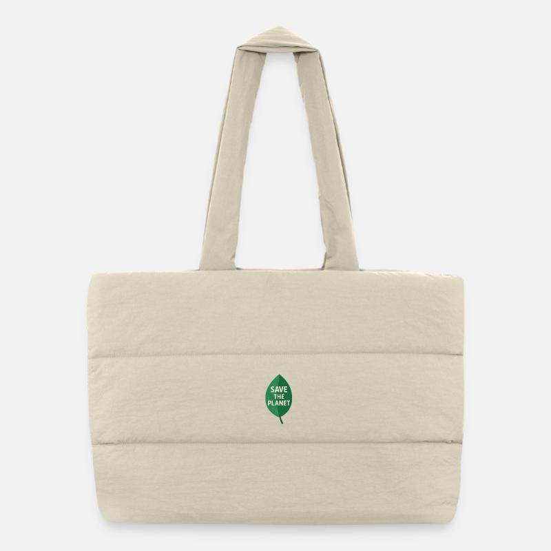 Eco-Leaf Save the Planet Design - Puffer Shopping Bag - natural