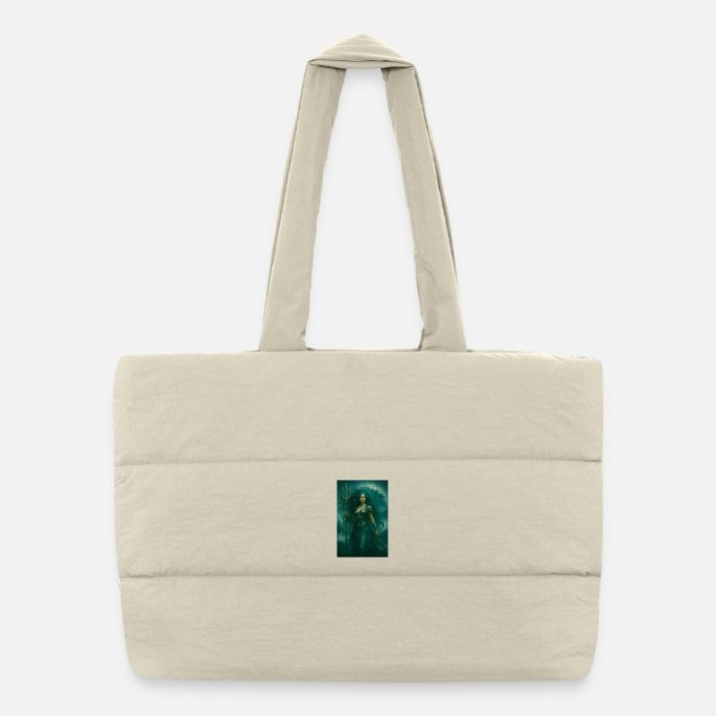 Goddess of the Oceans – Trident and Waves - Puffer Shopping Bag - natural