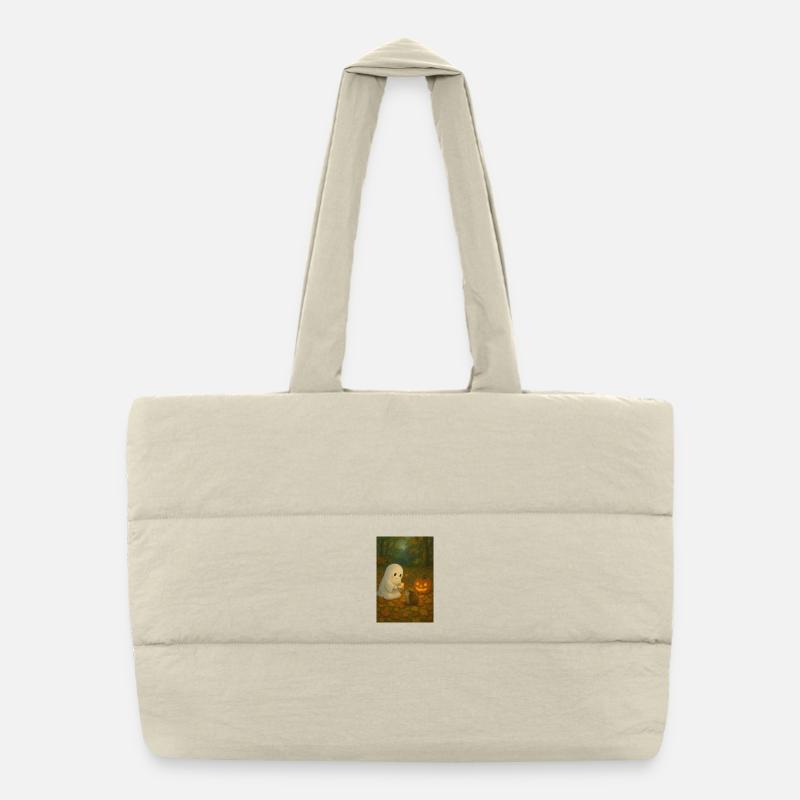 Niedlicher Geist im Herbst Halloween Puffer-Einkaufstasche