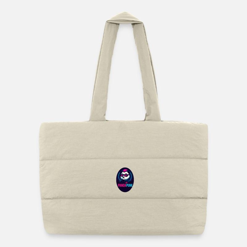 PandaPunk Neon Cyber Panda Puffer Shopping Bag