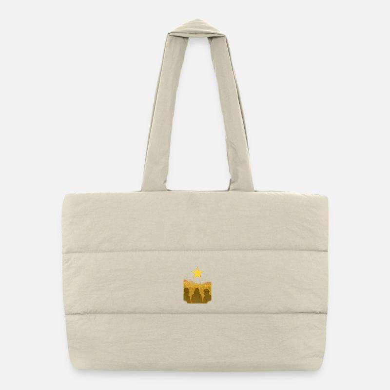 Étoile dorée au-dessus du marché de Noël Sac shopping matelassé