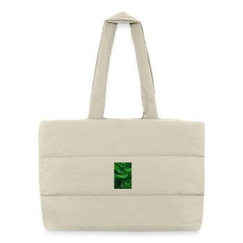 Tourbillons de fourrure émeraude - Sac shopping matelassé - blanc naturel - Devant