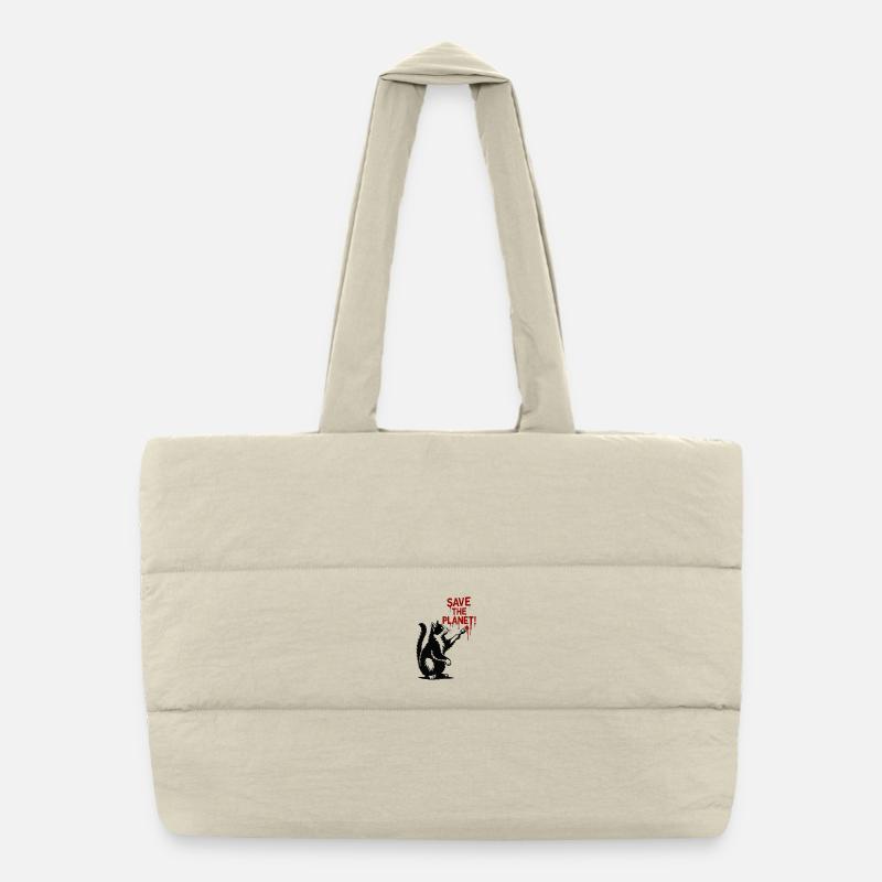 Planet Protection Cat Art Puffer Shopping Bag