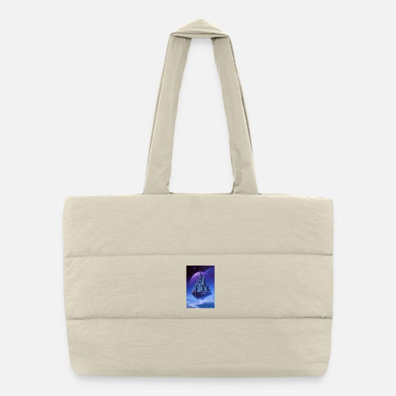 Château de cristal flottant au-dessus de la lune Sac shopping matelassé